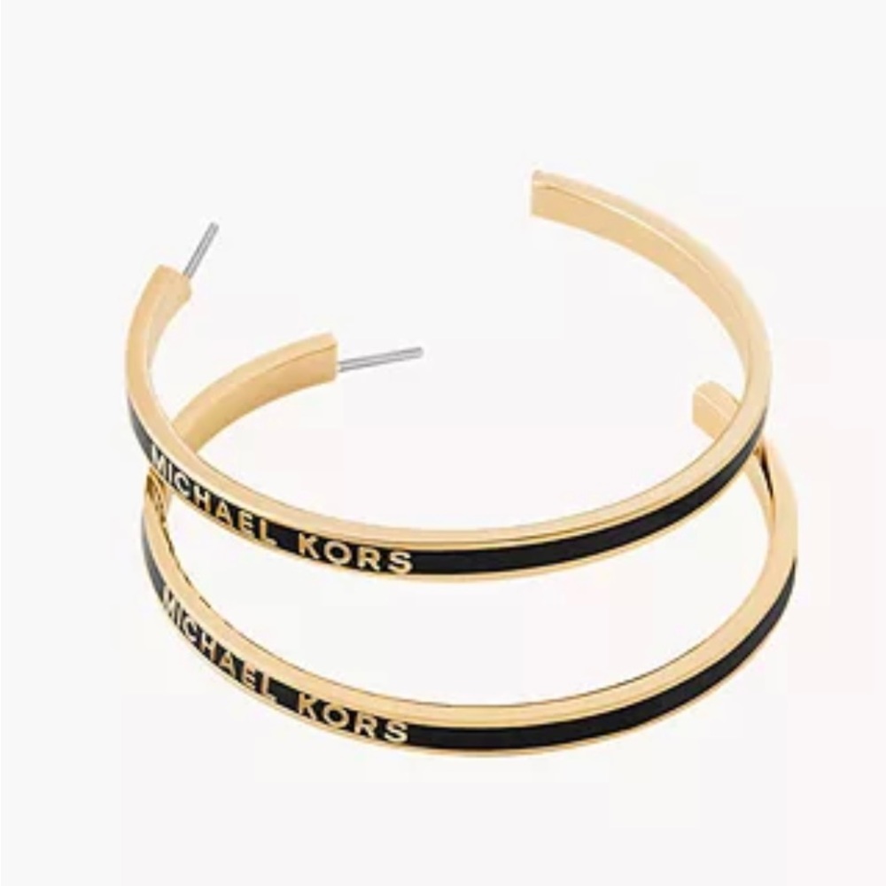 MK Hoop Earrings Gold & Black NWT